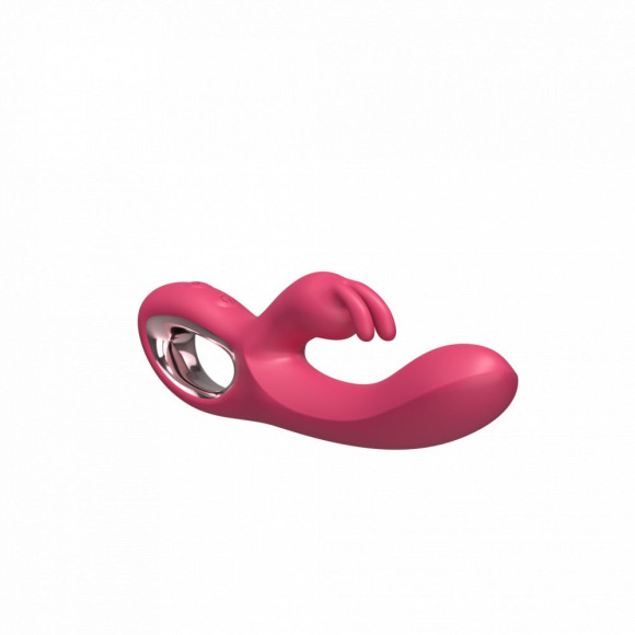 Малиновый силиконовый вибратор-кролик - 22 см. Малиновый силиконовый вибратор-кролик - 22 см.
