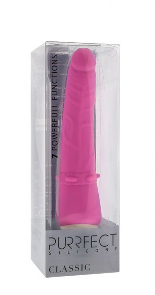 Розовый вибратор-реалистик PURRFECT SILICONE CLASSIC 6.8INCH - 17,5 см.