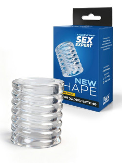 Прозрачная сквозная насадка на пенис с ребрышками