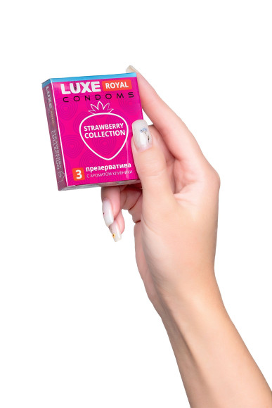 Презервативы с ароматом клубники LUXE Royal Strawberry Collection - 3 шт. Презервативы с ароматом клубники LUXE Royal Strawberry Collection - 3 шт.