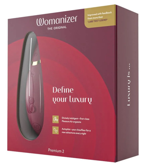 Бордовый клиторальный стимулятор Womanizer Premium 2 Бордовый клиторальный стимулятор Womanizer Premium 2