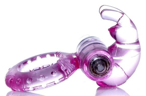 Розовое эрекционное виброкольцо с клиторальным зайчиком Розовое эрекционное виброкольцо с клиторальным зайчиком