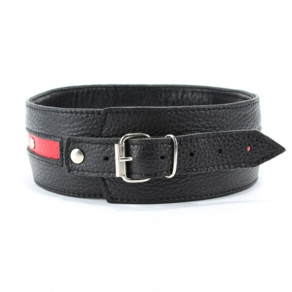 Черно-красный кожаный ошейник увеличенного размера Черно-красный кожаный ошейник увеличенного размера