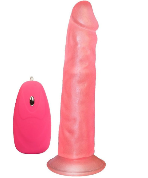 Розовый вибромассажёр на присоске с проводным пультом - 16,5 см. Розовый вибромассажёр на присоске с проводным пультом - 16,5 см.