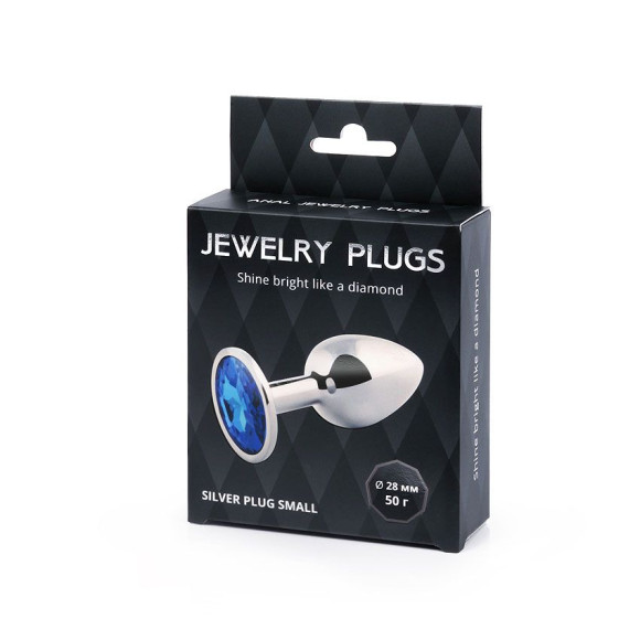 Анальное украшение SILVER PLUG SMALL с синим кристаллом - 7,2 см. Анальное украшение SILVER PLUG SMALL с синим кристаллом - 7,2 см.
