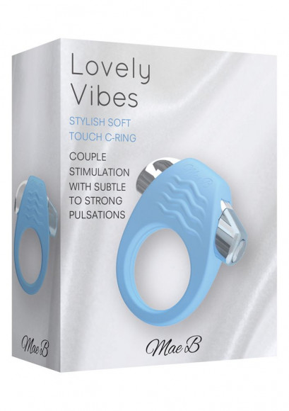 Голубое эрекционное кольцо с вибрацией Stylish Soft Touch C-ring 