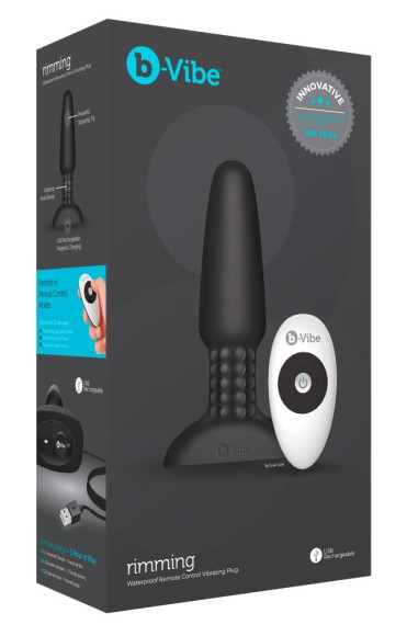 Чёрная вибровтулка с ротацией шариков RIMMING REMOTE CONTROL PLUG BLACK - 15,2 см. Чёрная вибровтулка с ротацией шариков RIMMING REMOTE CONTROL PLUG BLACK - 15,2 см.