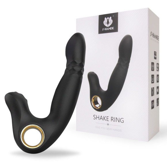 Черный вибромассажер Shake Ring - 16,8 см. Черный вибромассажер Shake Ring - 16,8 см.