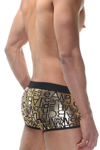 Мужские золотистые трусы-боксеры с принтом Мужские золотистые трусы-боксеры с принтом