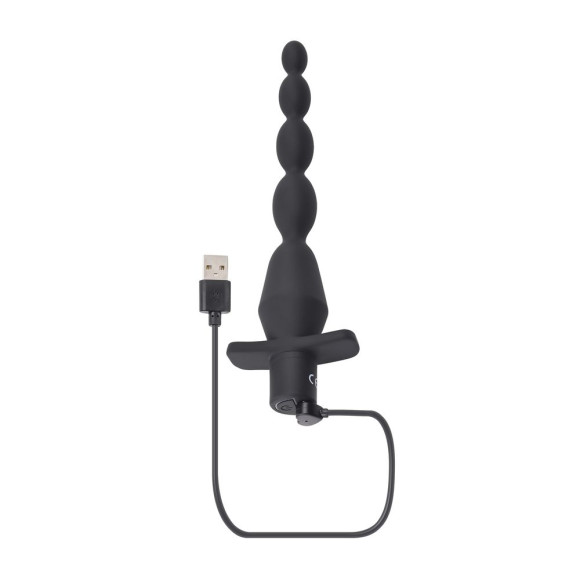 Черная анальная елочка с вибрацией Vibrating Butt Beads - 22 см. Черная анальная елочка с вибрацией Vibrating Butt Beads - 22 см.
