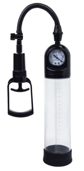 Чёрная вакуумная помпа A-toys с манометром и прозрачной колбой Чёрная вакуумная помпа A-toys с манометром и прозрачной колбой