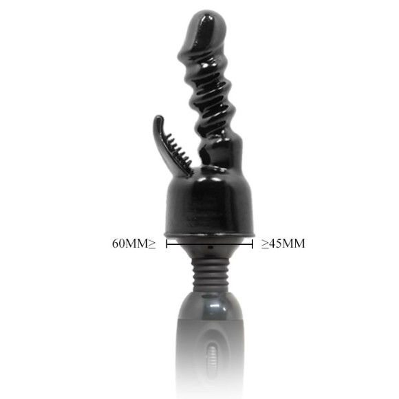 Чёрная насадка на вибромассажёр для клиторально-вагинального массажа Чёрная насадка на вибромассажёр для клиторально-вагинального массажа