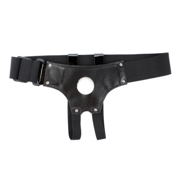Черный лаковые унисекс-трусики для страпона Черный лаковые унисекс-трусики для страпона