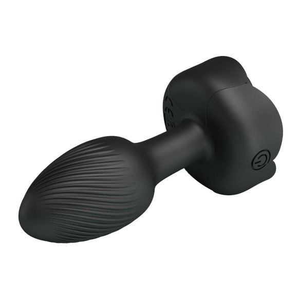 Черная анальная вибропробка с подсветкой Olman - 8,8 см. Черная анальная вибропробка с подсветкой Olman - 8,8 см.