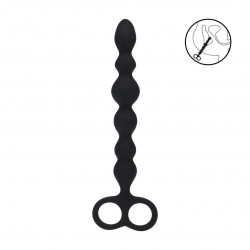 Черная анальная цепочка Beaded Silicone Anal Probe with Double Loop - 24 см.