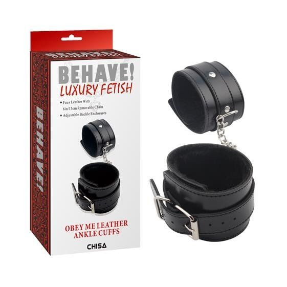 Черные оковы на ноги Obey Me Leather Ankle Cuffs Черные оковы на ноги Obey Me Leather Ankle Cuffs