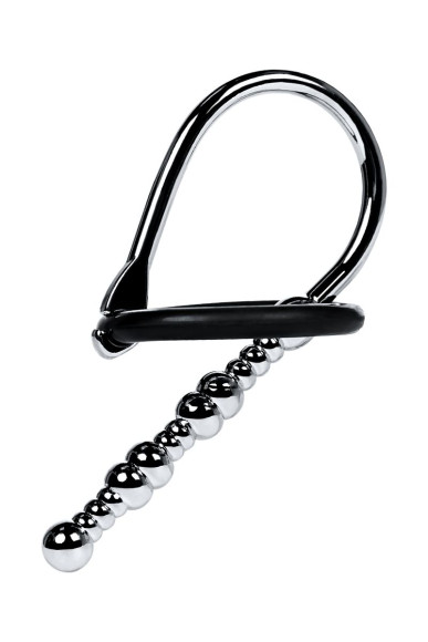 Серебристый уретральный плаг-бусины TOYFA Metal с мягким фиксириющим кольцом Серебристый уретральный плаг-бусины TOYFA Metal с мягким фиксириющим кольцом