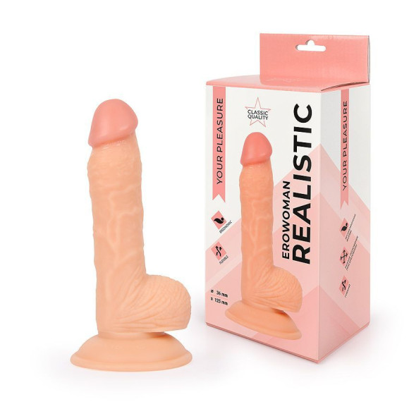 Реалистичный фаллоимитатор Erowoman телесного цвета - 18 см. Реалистичный фаллоимитатор Erowoman телесного цвета - 18 см.