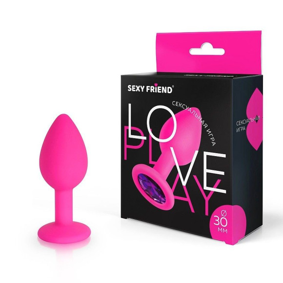 Розовая силиконовая анальная втулка с фиолетовым кристаллом - 7,3 см. Розовая силиконовая анальная втулка с фиолетовым кристаллом - 7,3 см.