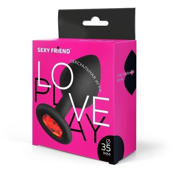 Черная силиконовая анальная втулка с красным кристаллом - 8 см. Черная силиконовая анальная втулка с красным кристаллом - 8 см.