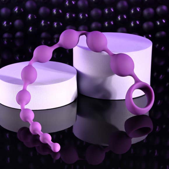 Лиловая анальная цепочка Beaded Adventure - 35,5 см.