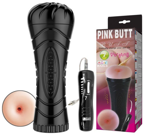 Мастурбатор-анус в колбе с 7 уровнями вибрации и выносным пультом Pink Butt Мастурбатор-анус в колбе с 7 уровнями вибрации и выносным пультом Pink Butt