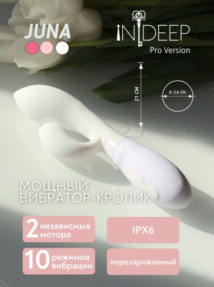 Белый вибратор-кролик с независимыми моторчиками Indeep Juna - 21,5 см. Белый вибратор-кролик с независимыми моторчиками Indeep Juna - 21,5 см.