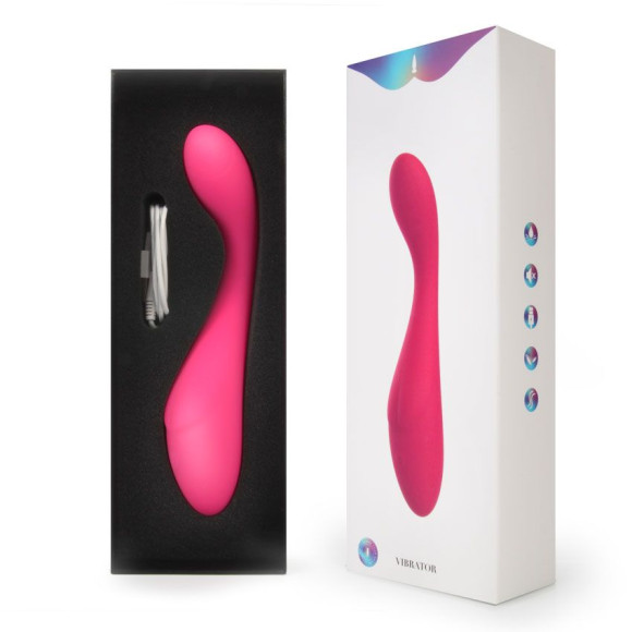 Розовый изогнутый вибромассажер - 18,9 см. Розовый изогнутый вибромассажер - 18,9 см.