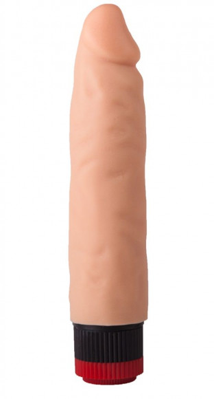 Телесный вибратор-реалистик со встроенным пультом управления - 16,5 см.