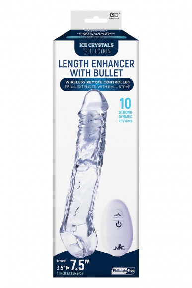 Прозрачная насадка-удлинитель Length Enhancer With Bullet с подхватом - 22,3 см. Прозрачная насадка-удлинитель Length Enhancer With Bullet с подхватом - 22,3 см.