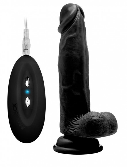 Чёрный вибратор-реалистик Vibrating Realistic Cock 8 With Scrotum - 20 см. Чёрный вибратор-реалистик Vibrating Realistic Cock 8 With Scrotum - 20 см.