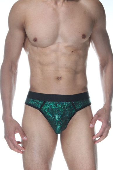 Зеленые блестящие мужские трусы-стринги Зеленые блестящие мужские трусы-стринги