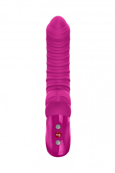 Лиловый вибратор Tiger с ребрышками - 22,5 см.