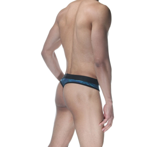 Синие блестящие мужские трусы-стринги Синие блестящие мужские трусы-стринги