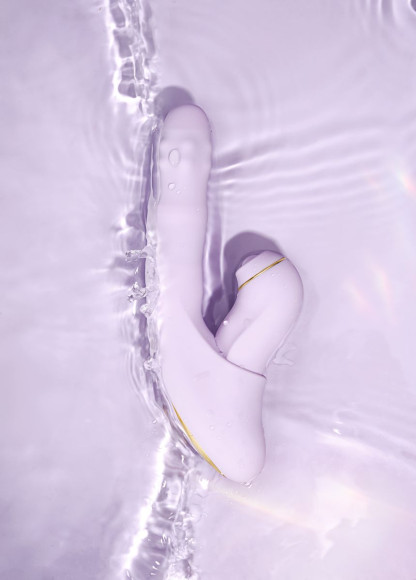 Сиреневый вибромассажер со съёмным клиторальным пульсатором DuoGlow Сиреневый вибромассажер со съёмным клиторальным пульсатором DuoGlow