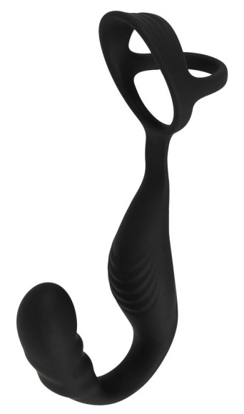 Черное эрекционное кольцо со стимуляцией промежности и анальной пробкой Cock Ring with RC Prostate Plug Черное эрекционное кольцо со стимуляцией промежности и анальной пробкой Cock Ring with RC Prostate Plug