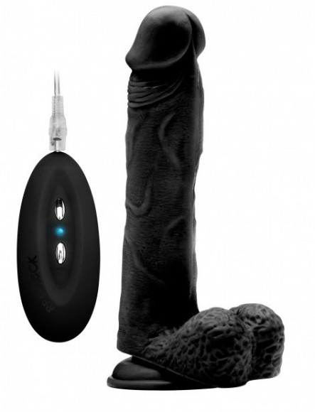 Чёрный вибратор-реалистик Vibrating Realistic Cock 9 With Scrotum - 23,5 см. Чёрный вибратор-реалистик Vibrating Realistic Cock 9 With Scrotum - 23,5 см.