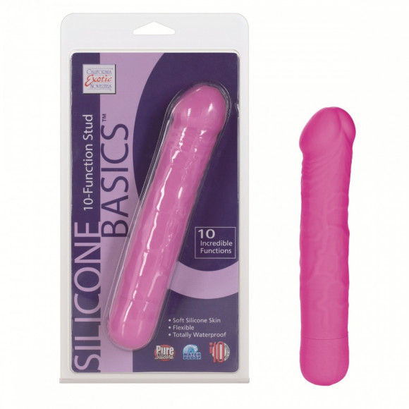 Розовый реалистичный вибратор Silicone Basics 10-Function Stud - 17,25 см. Розовый реалистичный вибратор Silicone Basics 10-Function Stud - 17,25 см.