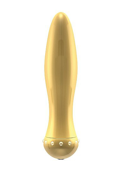 Вибратор-торпеда с кристалликами The Gem Gold - 16,6 см. Вибратор-торпеда с кристалликами The Gem Gold - 16,6 см.