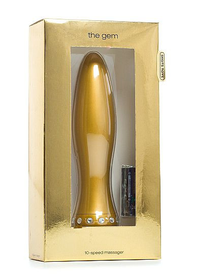 Вибратор-торпеда с кристалликами The Gem Gold - 16,6 см. Вибратор-торпеда с кристалликами The Gem Gold - 16,6 см.