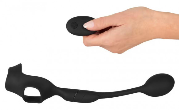 Черное виброкольцо с анальной пробкой Cock Ring with RC Butt Plug Черное виброкольцо с анальной пробкой Cock Ring with RC Butt Plug