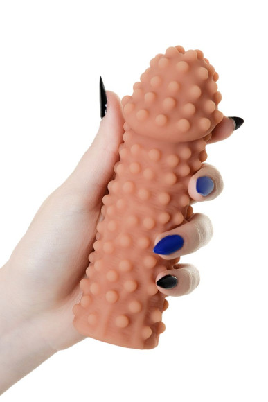 Телесная насадка на фаллос с бугорками Extreme Sleeve 010 M-size - 14 см. Телесная насадка на фаллос с бугорками Extreme Sleeve 010 M-size - 14 см.