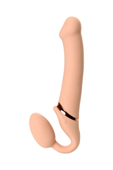 Телесный безремневой вибрострапон Vibrating Bendable Strap-On - size L Телесный безремневой вибрострапон Vibrating Bendable Strap-On - size L