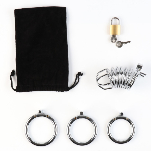 Серебристый мужской пояс верности «Клетка целомудрия № 3» Серебристый мужской пояс верности «Клетка целомудрия № 3»