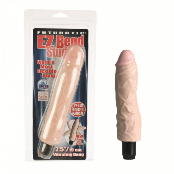 Реалистичный телесный вибратор Ez Bend Stud - 20 см.