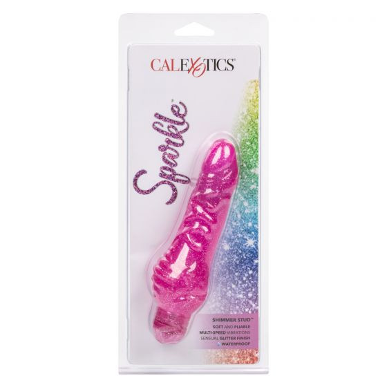 Лиловый вибратор-реалистик с блёстками Shimmer Stud - 16 см. Лиловый вибратор-реалистик с блёстками Shimmer Stud - 16 см.
