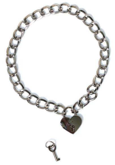 Серебристый ошейник Embrace с ключиком Серебристый ошейник Embrace с ключиком