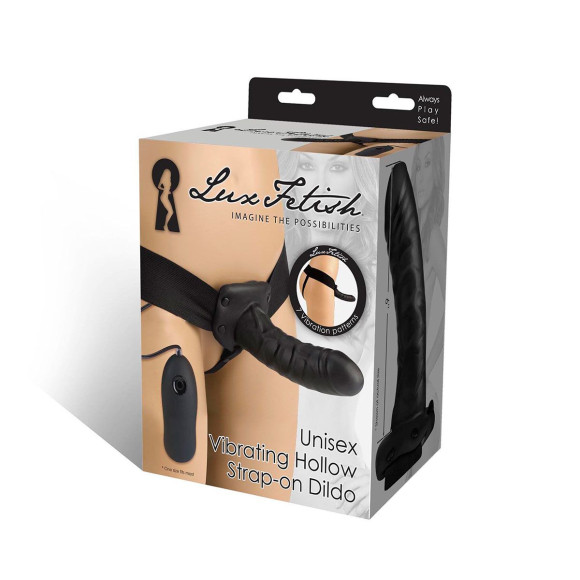 Чёрный полый страпон с вибрацией Unisex Vibrating Hollow Strap-On - 14 см. Чёрный полый страпон с вибрацией Unisex Vibrating Hollow Strap-On - 14 см.
