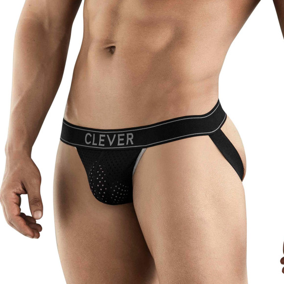 Черные перфорированные трусы-джоки Clever Ambar Jockstrap Черные перфорированные трусы-джоки Clever Ambar Jockstrap