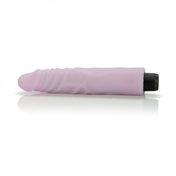 Рельефный вибратор Soft Touch Sleeve со съёмной сиреневой насадкой - 20,5 см.